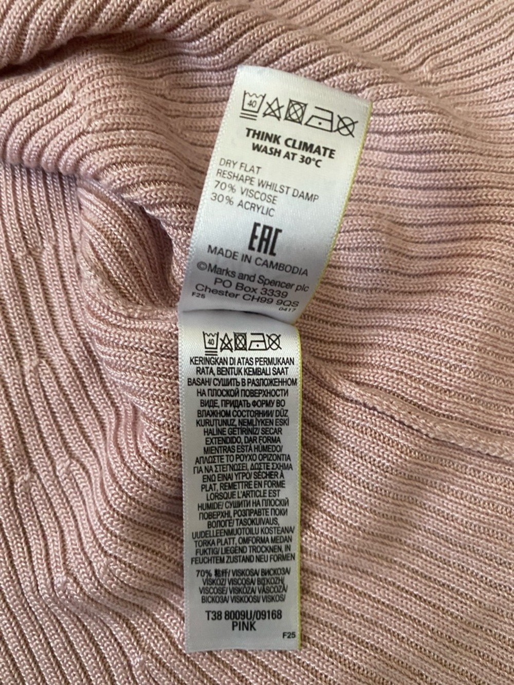 per una Dusty Pink Ribbed V-Neck Knit - Picture 8 of 10